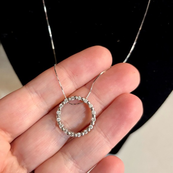 SOLD $2500 .50ct (1/2) Natural Diamond Circle Pendant 14kt White Gold - Picture 10 of 10